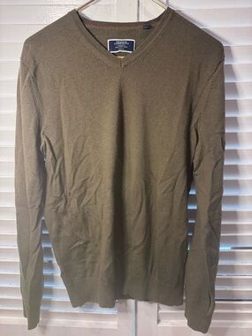Charles Tyrwhitt Merino Wool Sweater Mens Medium Olive V Neck